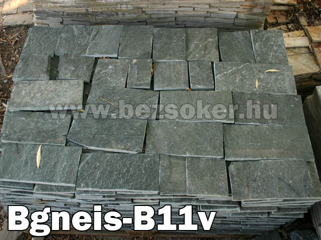 Bolgár gneis B11 vágott kő, sötétzöld